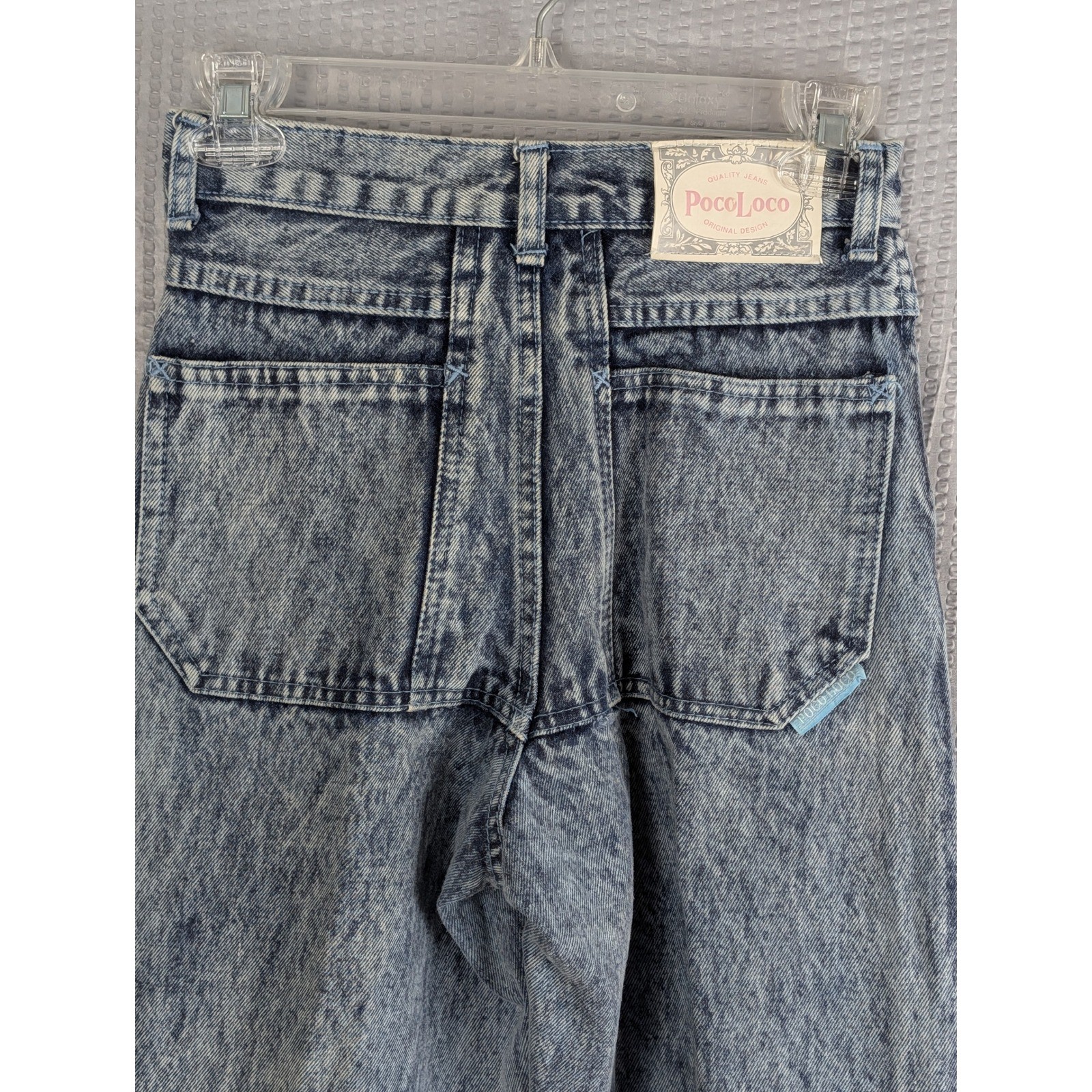 Poco Loco Vintage 80s Acid Wash High Rise Tapered Jeans Womens XS 23 24 Waist