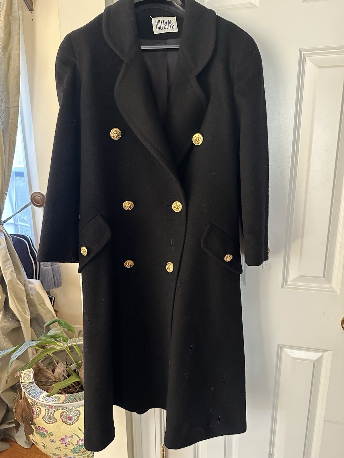 Bill Blass Navy Blue Wool Double Breasted Military Style Size 4 Fine