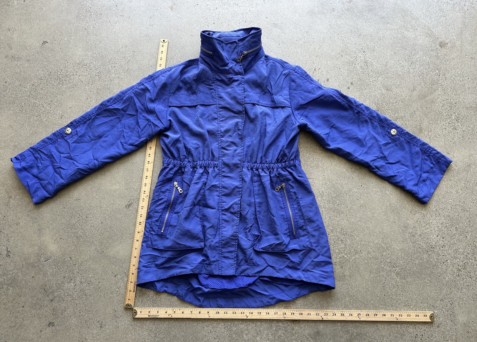 Vintage G.E.T Equipment General Technique Blue Nylon Blend Hidden Hood Jacket