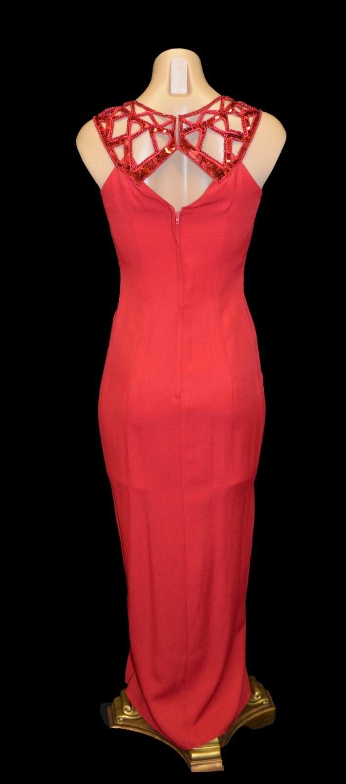 Flirtations Vintage 90s Red Sequin Beaded Wiggle Party Prom Dress sz 5/6