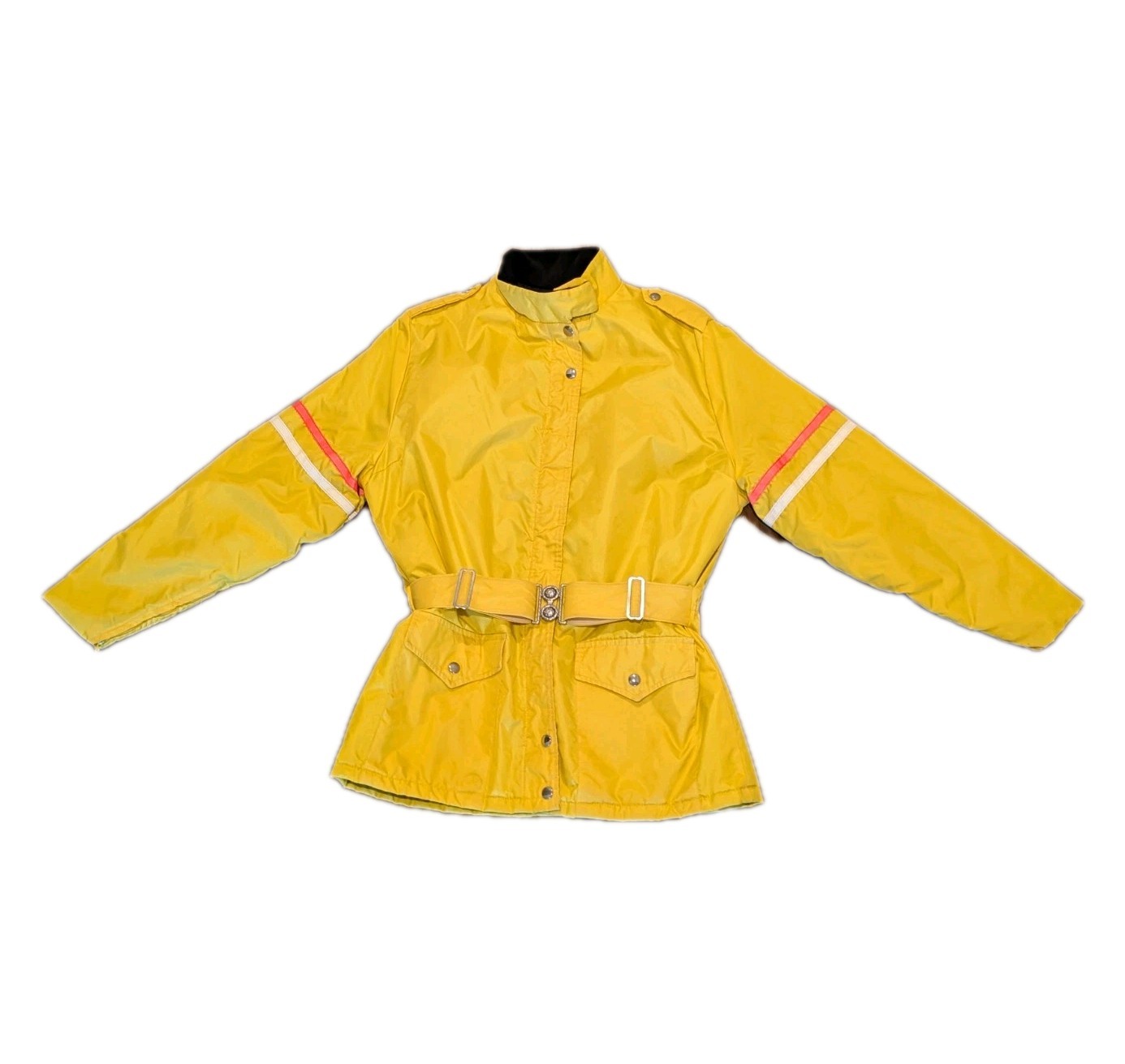 Vintage 70s All Out Cycle Wear Women&rsquo;s Motorcycle Jacket Yellow Reflective…