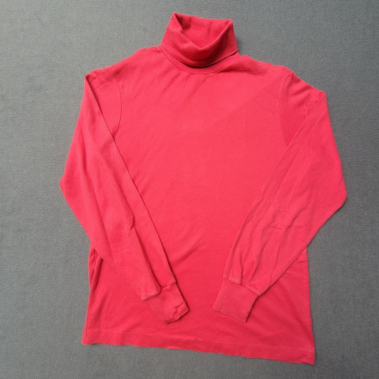 EUC LL Bean Turtleneck Women-Medium-Tall Red Long lSeeve Cotton Vintage Classic