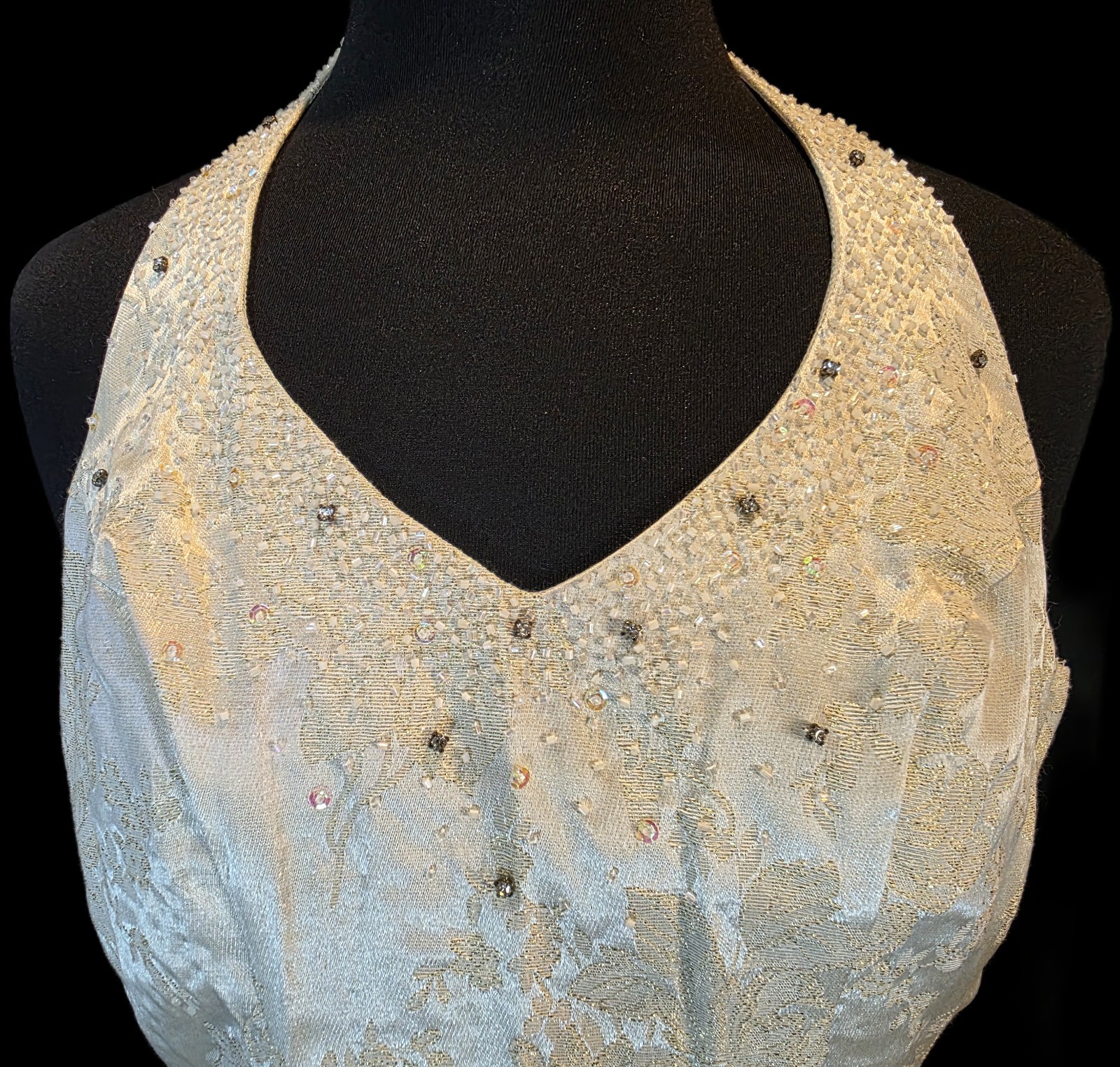 Vintage 90s Cream Halter Dress