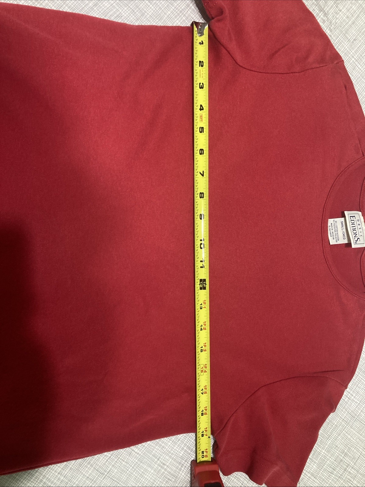 Vtg 90s Y2K Basic Editions Red Blank T Shirt Small Cotton Blend Plain Tee GUC