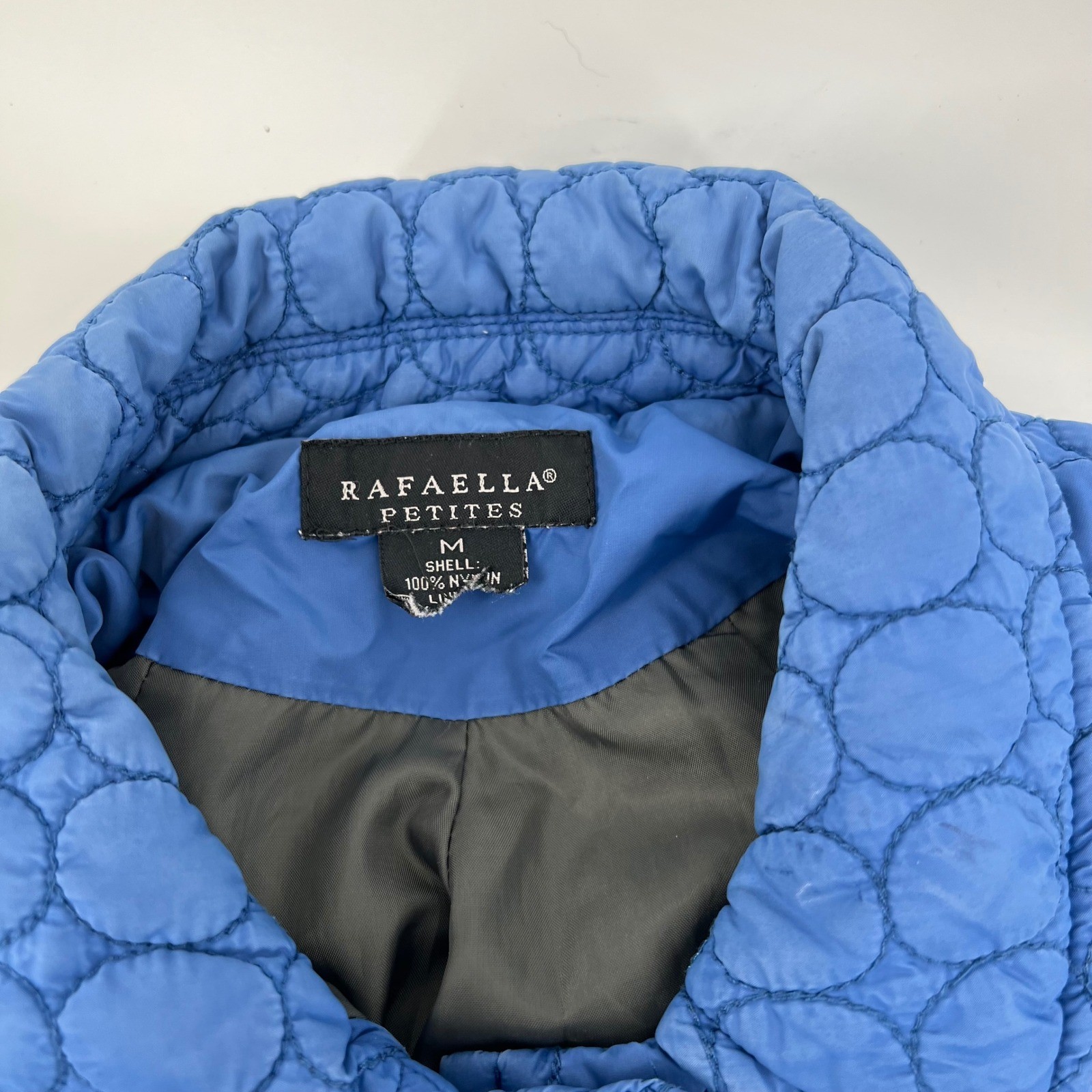 Rafaella Petite Medium Blue Quilted Jacket Snap Front Lightweight Women PM