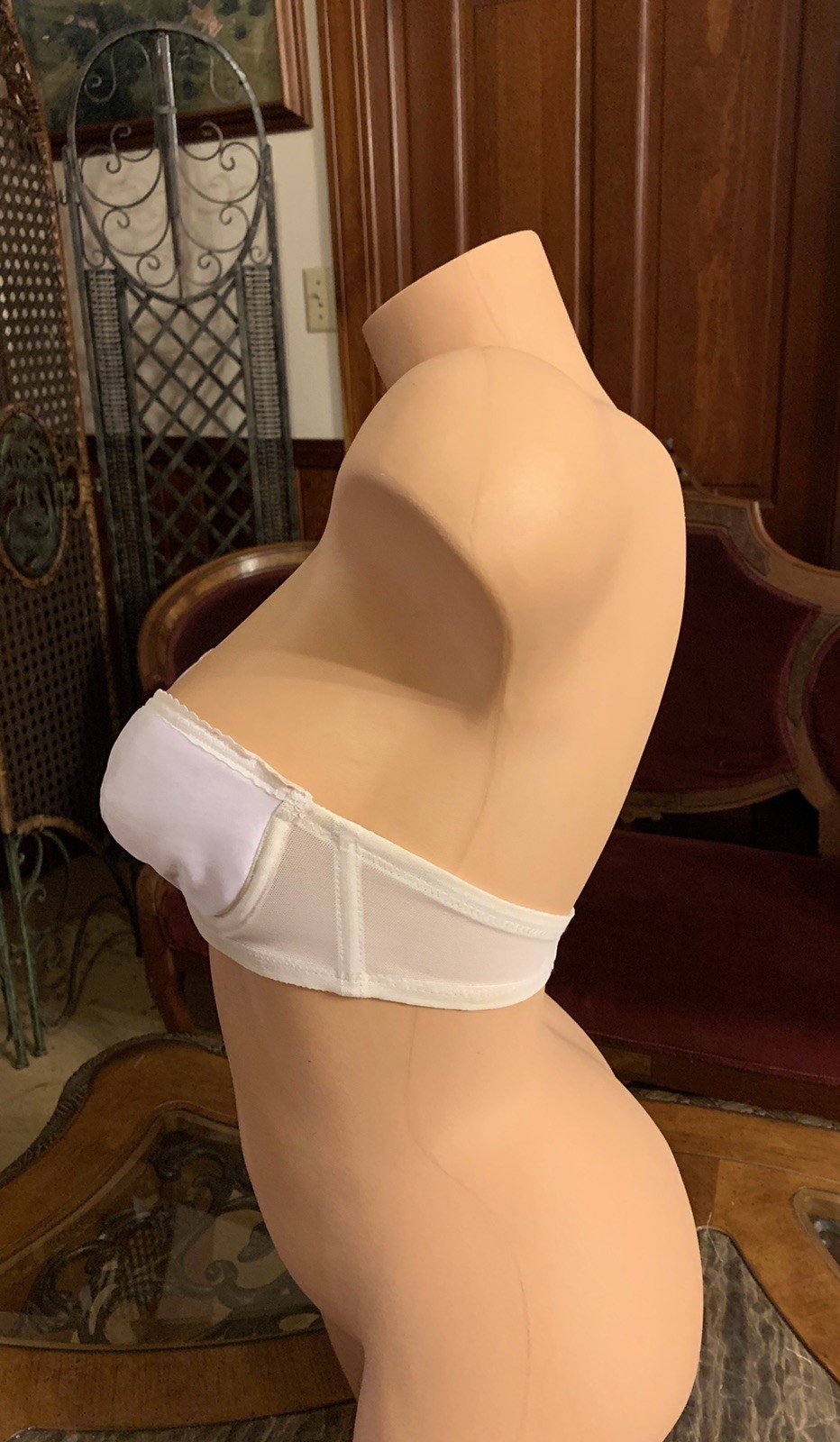 Vintage Strapless Bra White Underwire Seamless Nylon Lycra Spandex 1970s NEW 32B