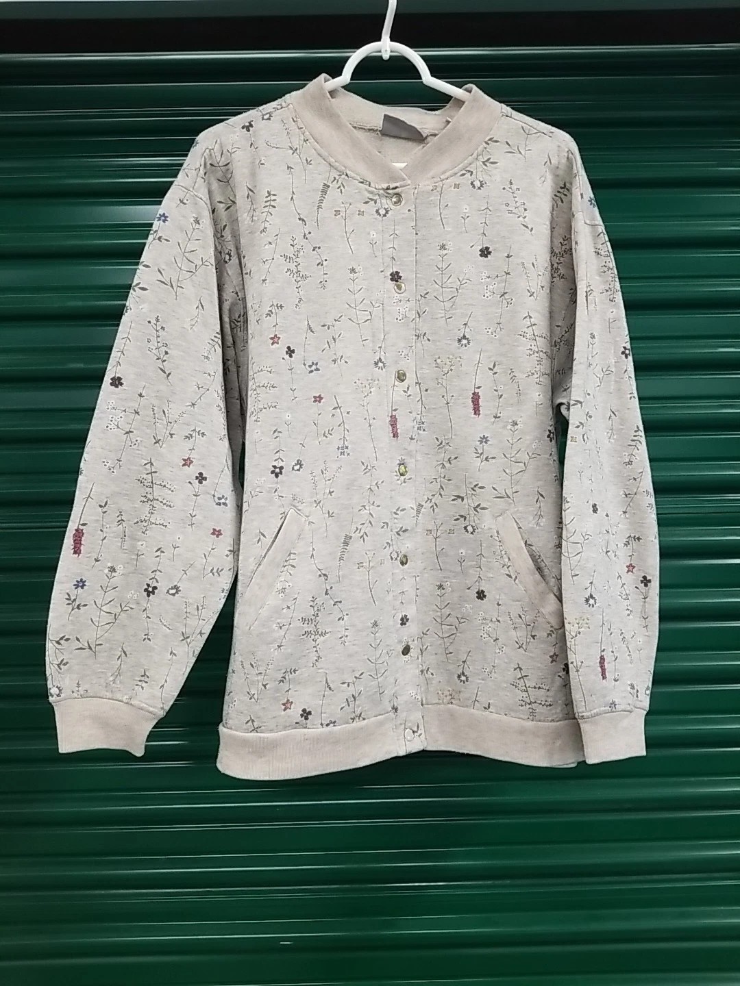 Womans Vintage Blair Gray Herb Wildflowers Floral Sweater XlG