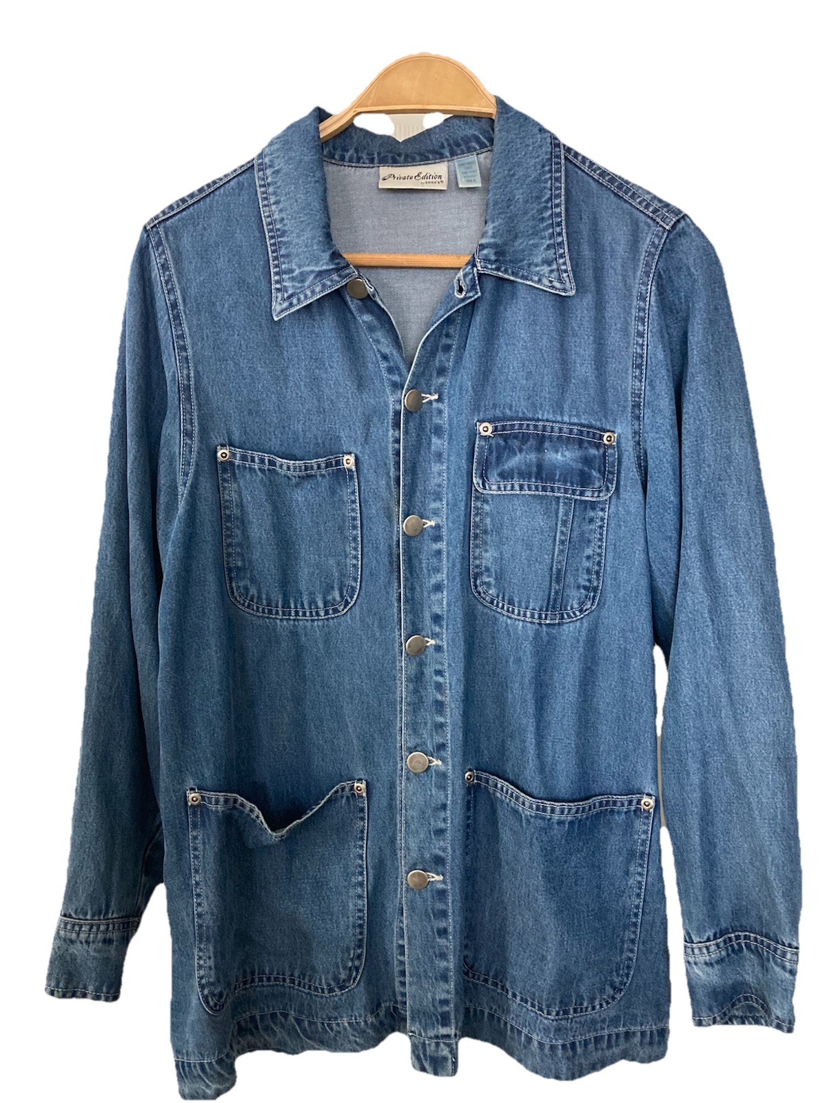Denim Jacket Metal Buttons, Chico’s Private Edition Size 0, (Womens L)
