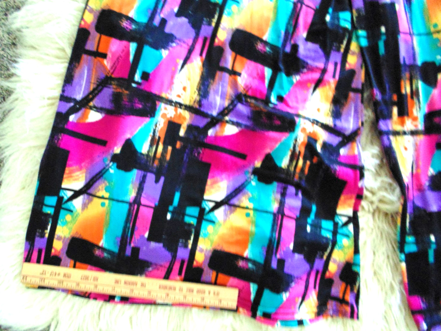 Vtg 70s Mod Psychedelic Neon Palazzo Pants Hi Rise Ultra Wide Slit Leg 32&Prime;w x31&Prime;