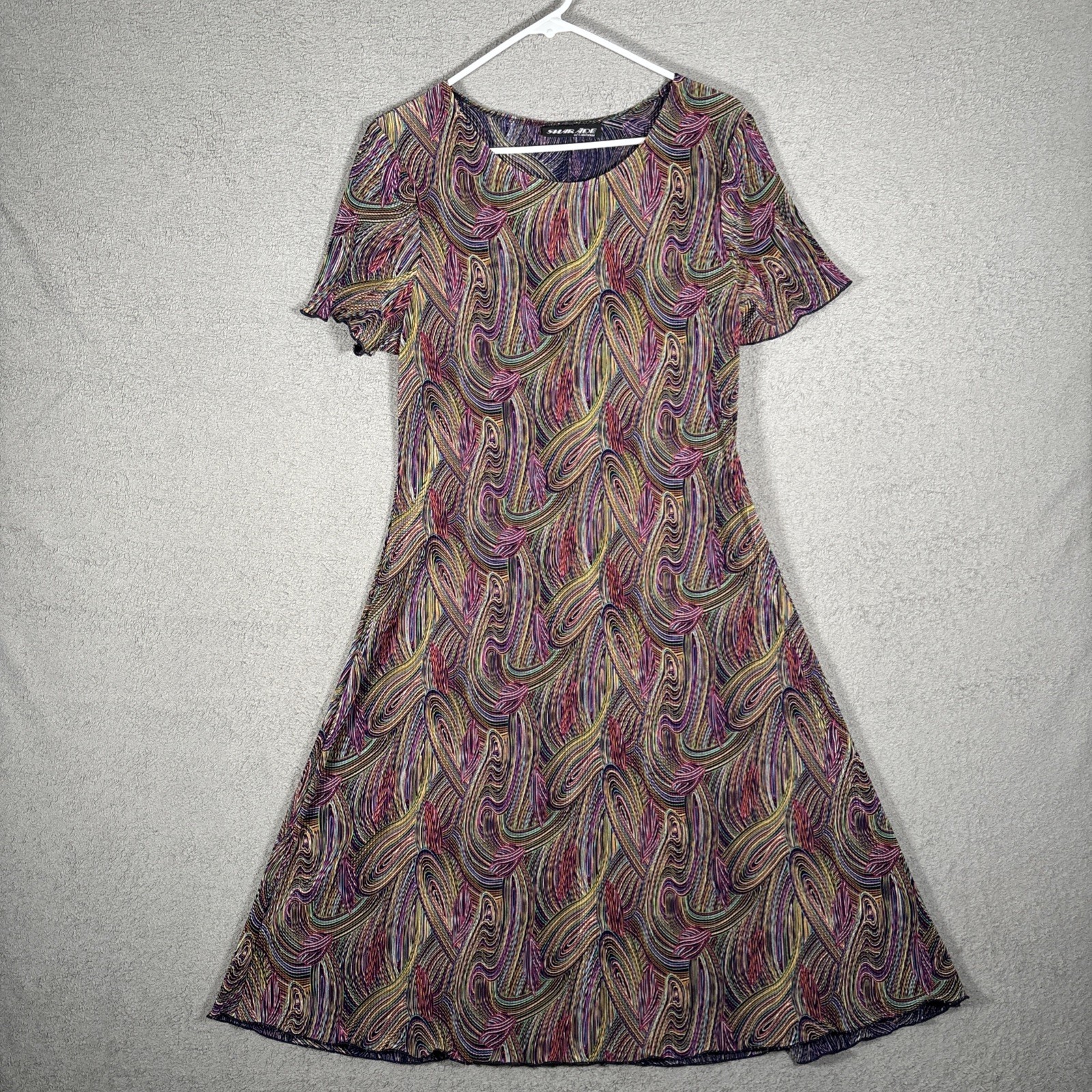 Vintage Sharade Of California Dress Womens Pleated Ruffle Quilling Style Groovy