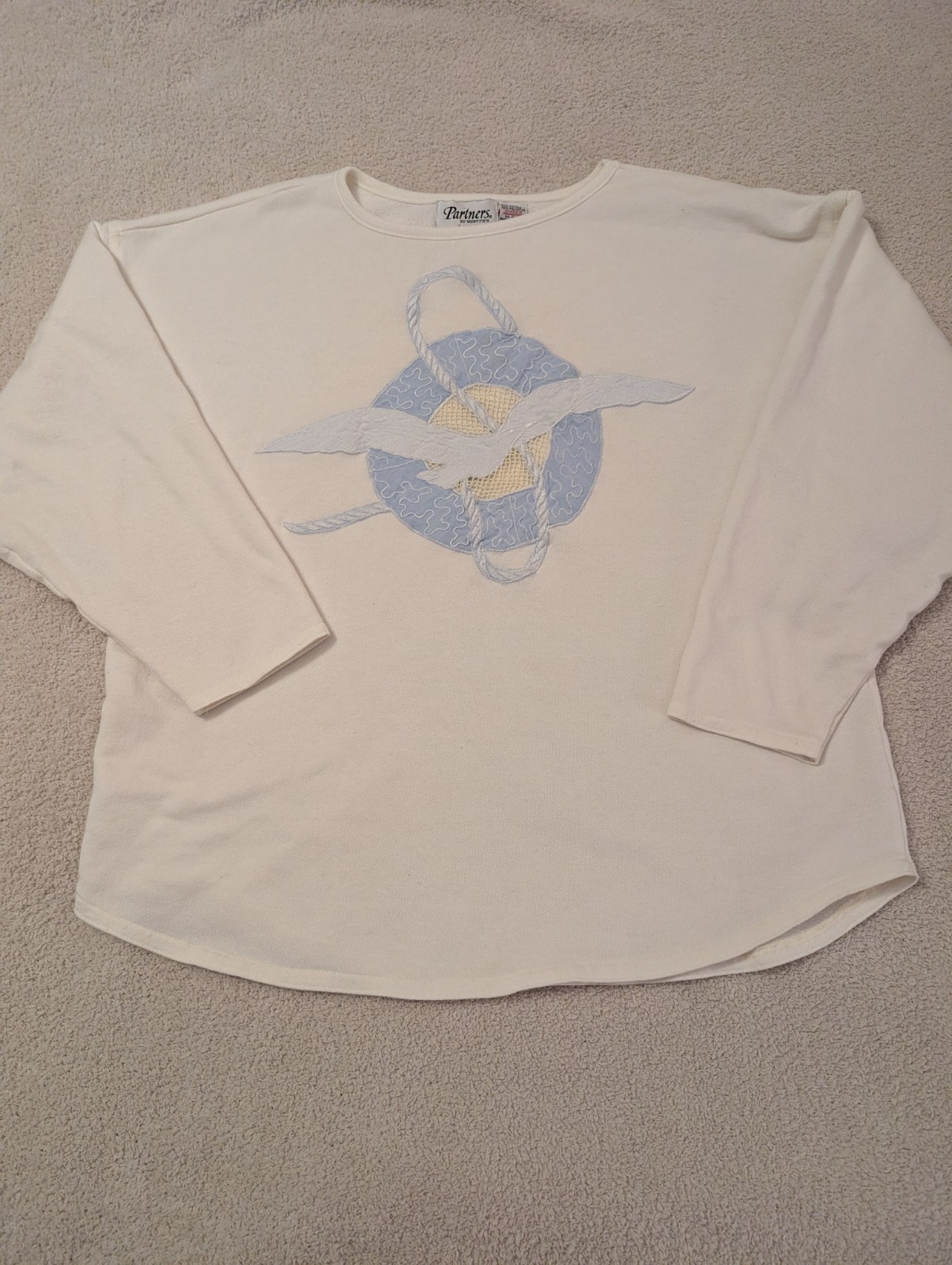 Vintage Partners By Mervyns Coastal Beach Seagull Long Sleeve Sweater Size L