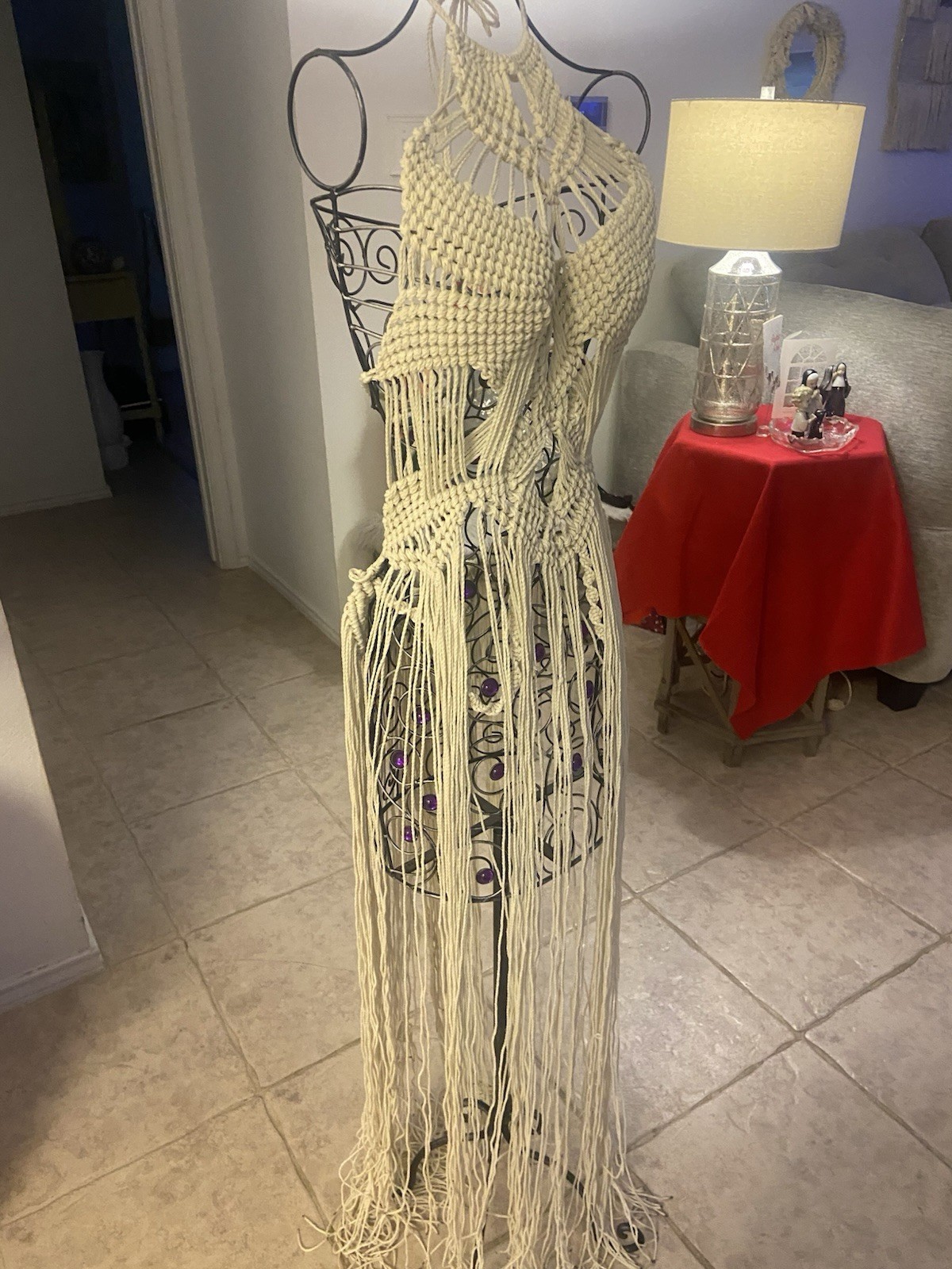 Vintage Handmade Macrame Rope Goddess Bohemian Sexy Dress