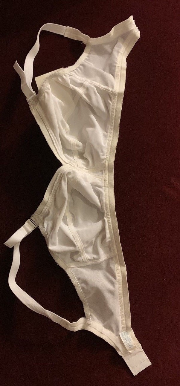 Vintage Bra Spandex Support Nylon Smooth Lycra White Adjustable 1970s NEW 40D