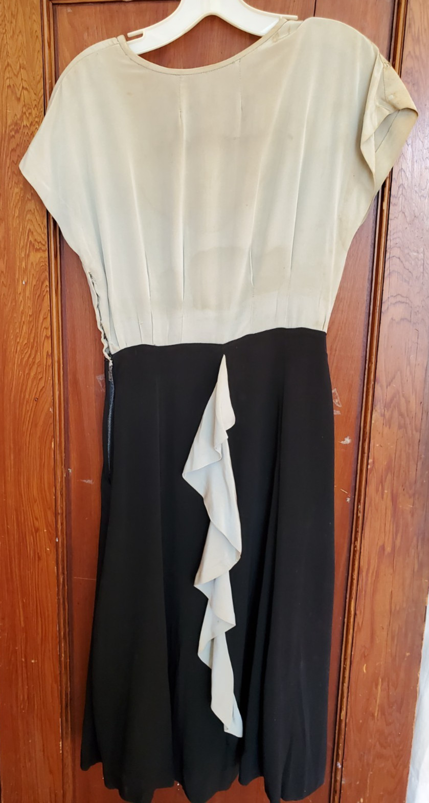 FUN Vintage 1940&rsquo;s FISHTAIL MERMAID DRESS IN POWDER TEAL BLUE & BLACK–HANDMADE