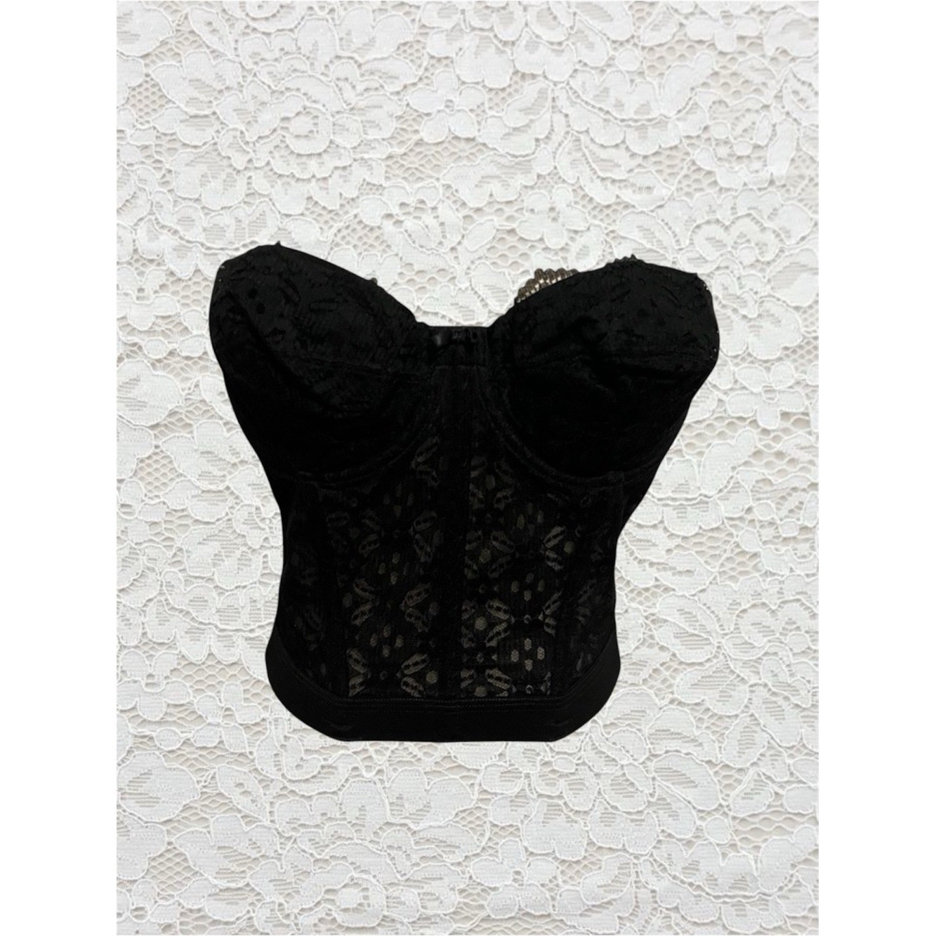 vintage black lace corset top