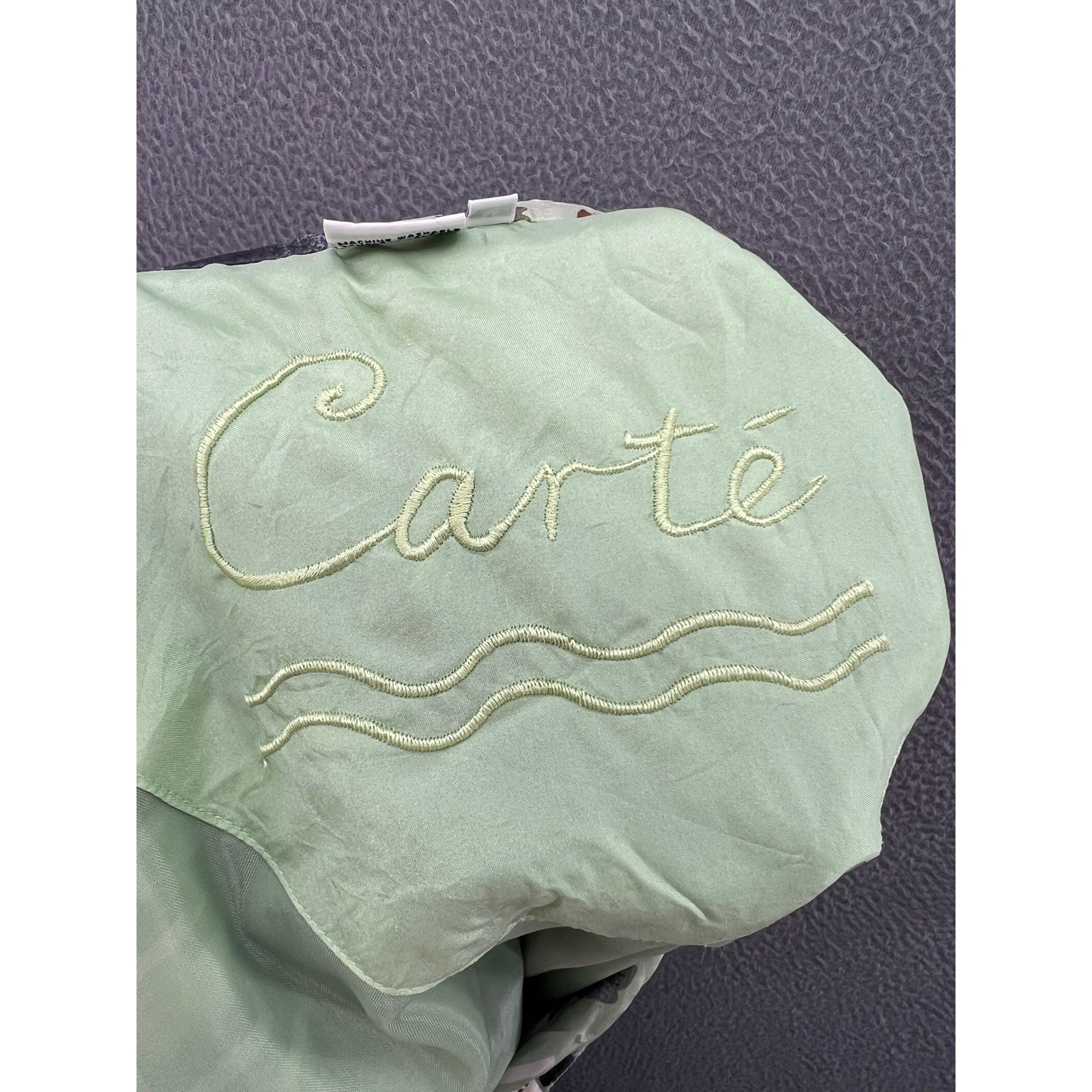 VTG Carte 100% Silk Bomber Jacket Abstract Medallion Print Sage Green Medium