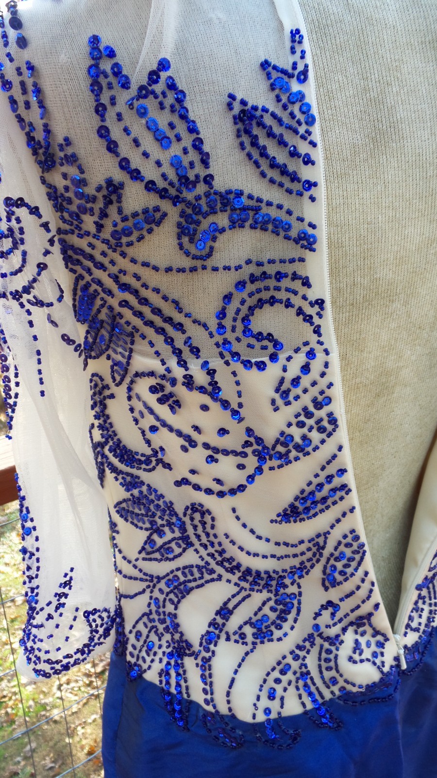 Vintage GARDENIA Blue Sequin Beaded Formal Cocktail Party Dress M/L