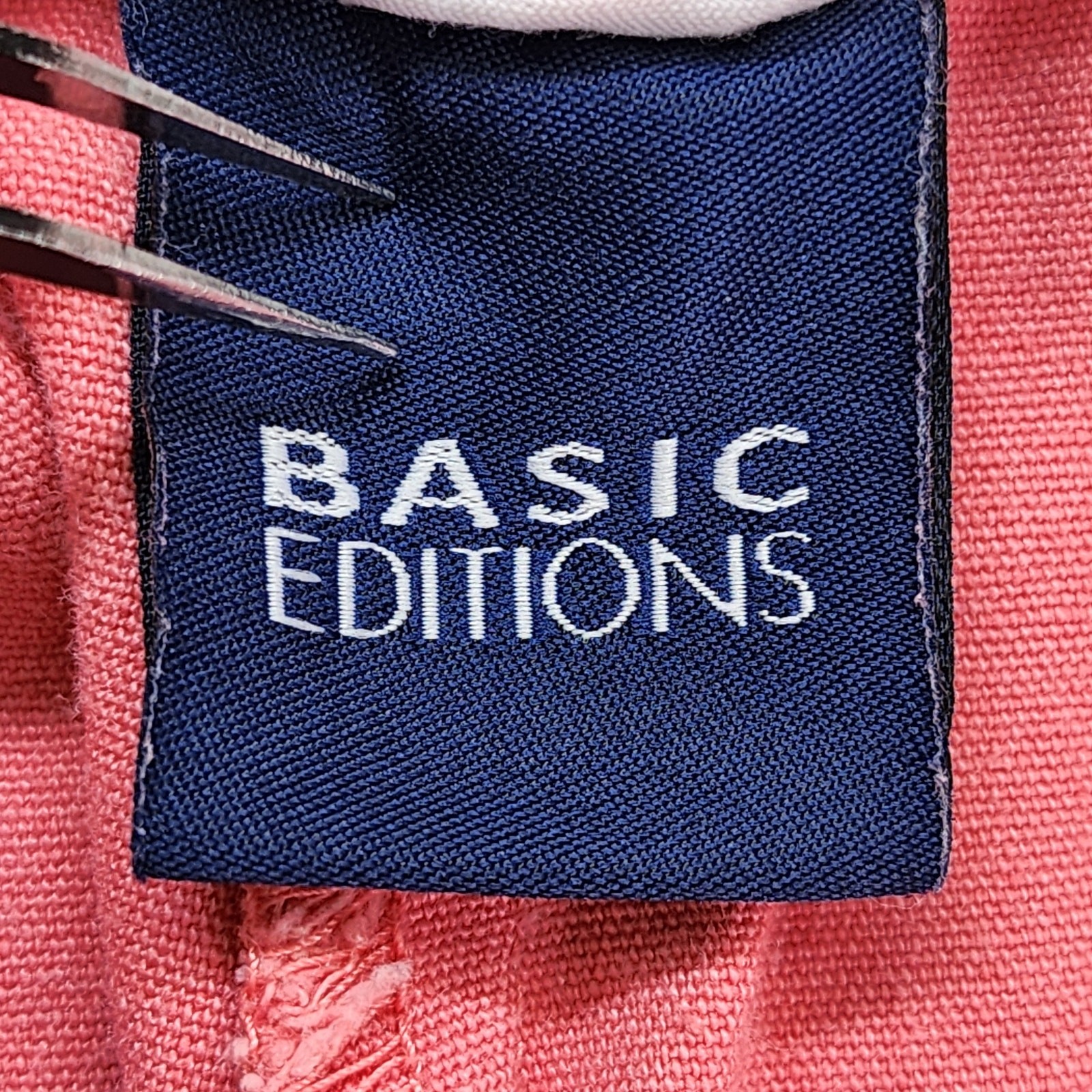 Vintage 90s Basic Editions Shorts Womens 14 Pink Stretch Cotton Slim Leg Chino