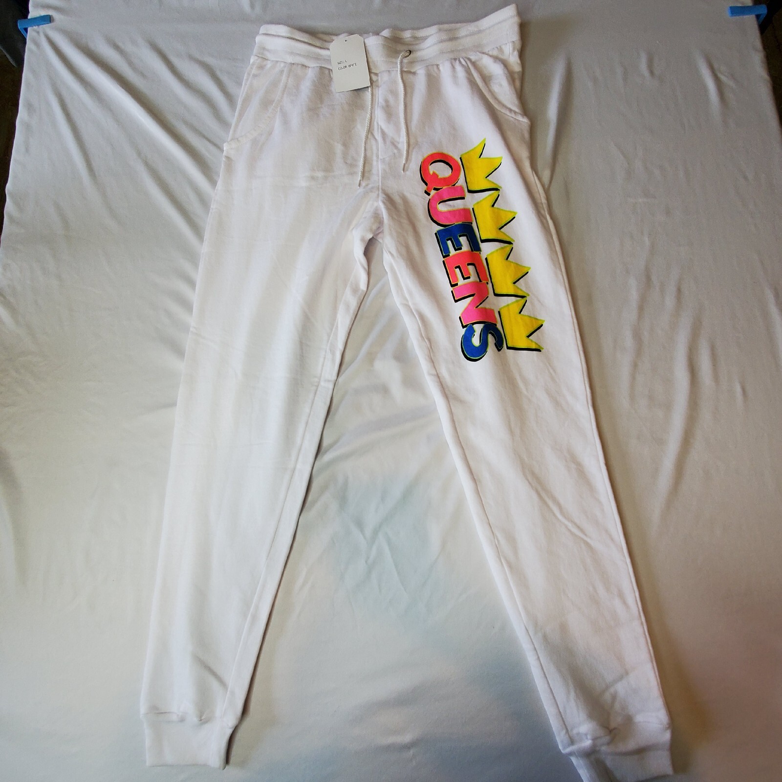 On Fire 2pc Queens Sweat Suit Junior&rsquo;s Size L NWT 18Wx24L Shirt & 30×28.5 COTTON