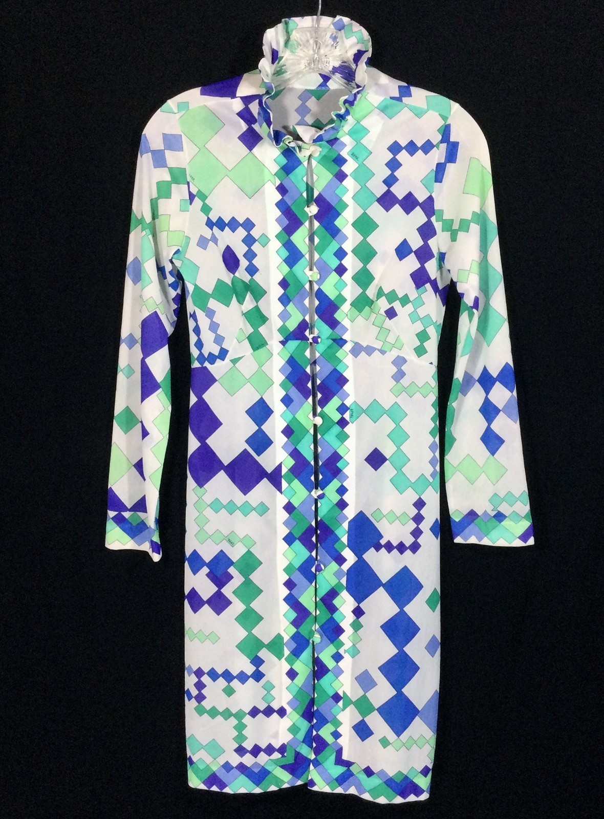 vtg 60S 70S EMILIO PUCCI FORMFIT ROGERS NIGHTGOWN PEIGNOIR DRESS ROBE XS