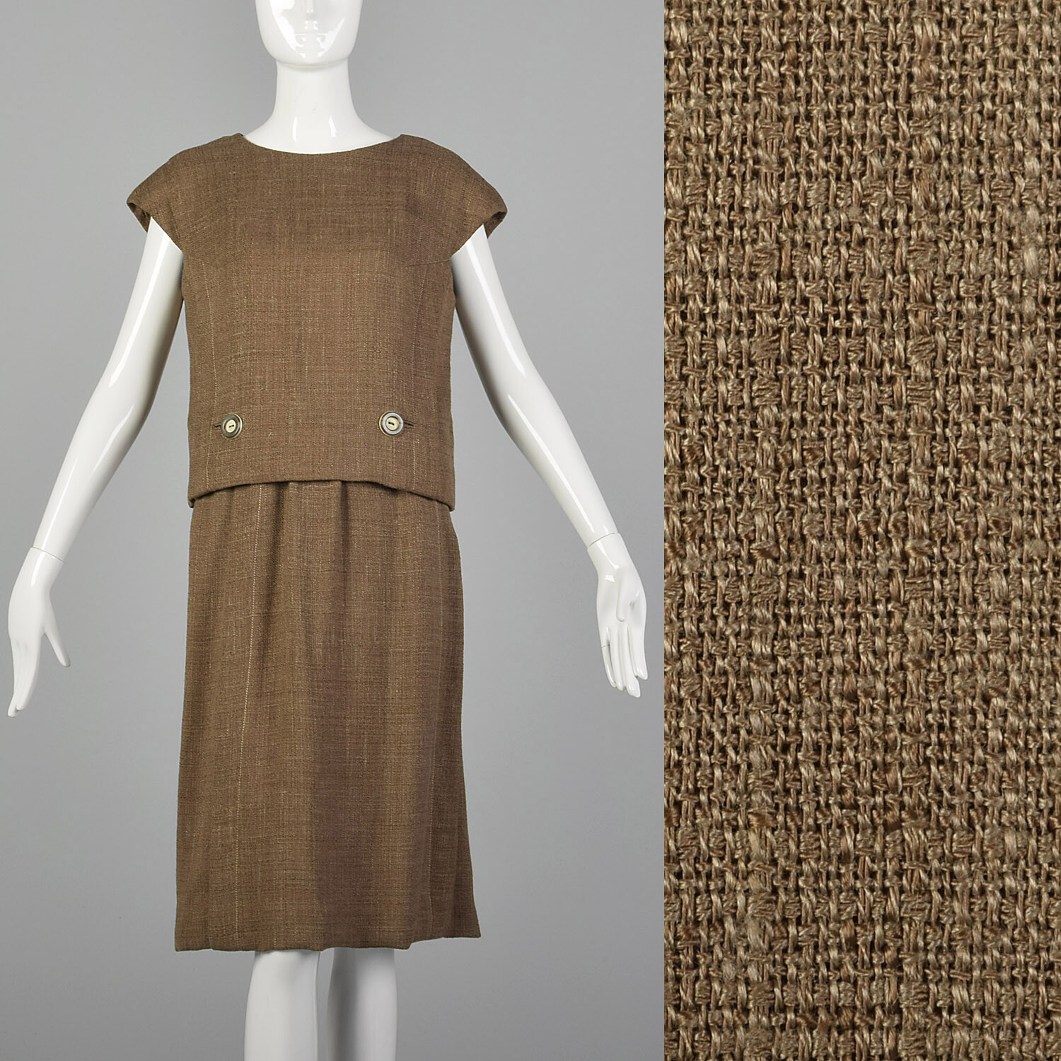 Medium Bill Blass for Maurice Rentner 1960s Dress Set Woven Vintage Two Piece
