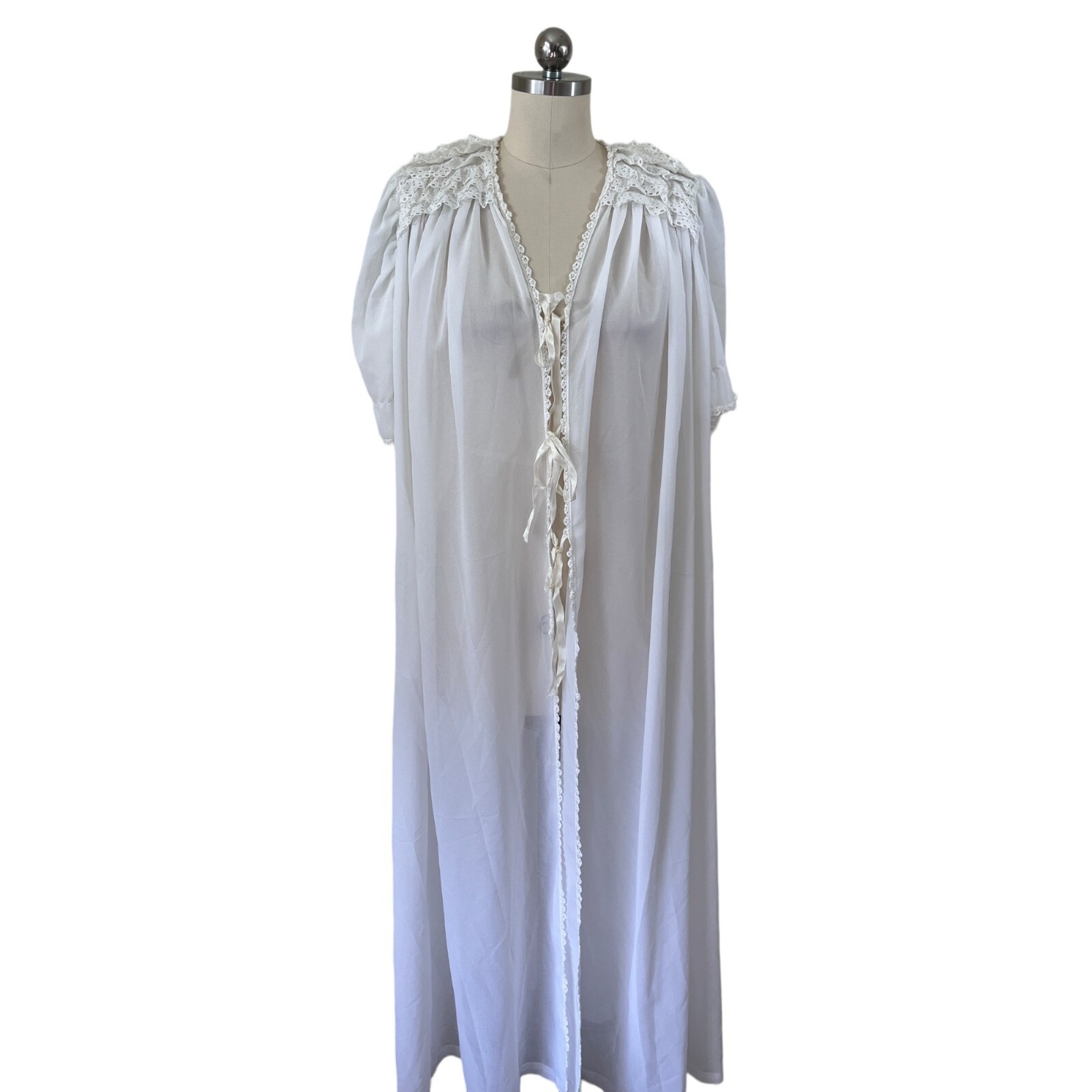 Marsha Bergen for Colonial VTG Robe Peignoir Womens Small Lace Short Sleeve