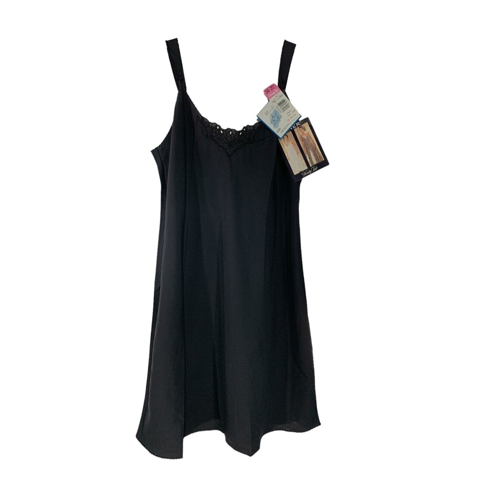 NWT Vanity Fair Slip/Liner Size 34 20” Black Microfiber