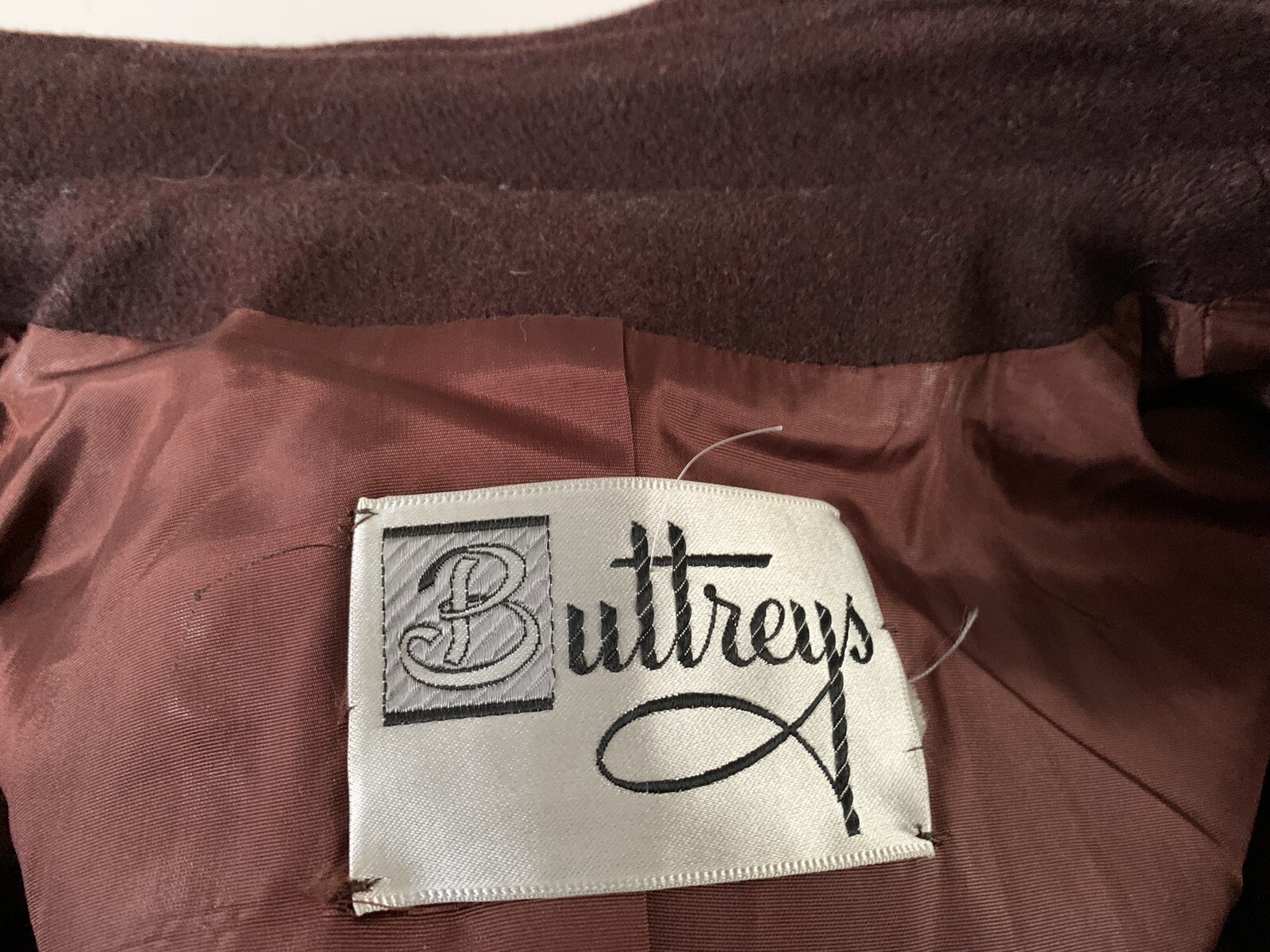 Vintage Womens Wool Double Breasted Long Coat No Size Tag Wine EUC Steam Punk