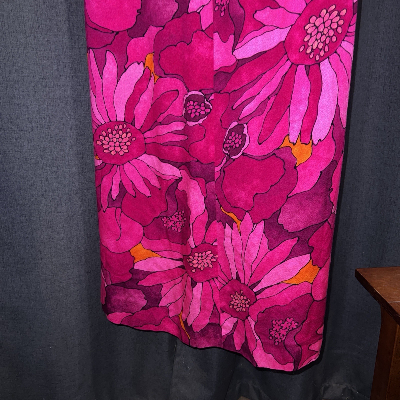 Vintage Hilo Hattie Fashions Hawaii Dress Size 16 MCM, Maxi Length Ruffle Neck