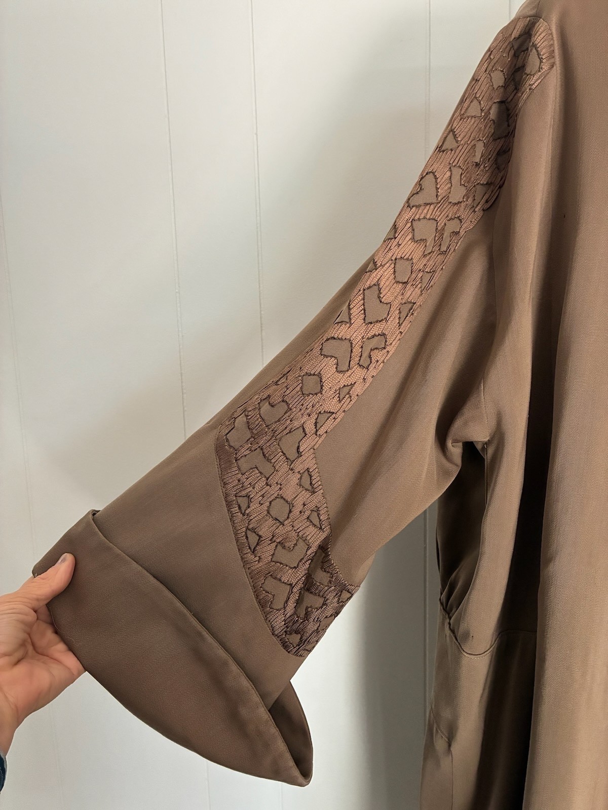 1920s Art Deco Brown Wool Gabardine Cocoon Coat Sz S-M-L
