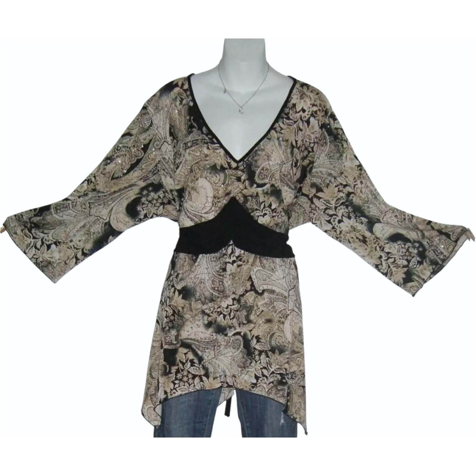 MKM Designs Blouse Vintage 90&rsquo;s Fairy Grunge Whimsygoth Glitter Kimono Plus y2k