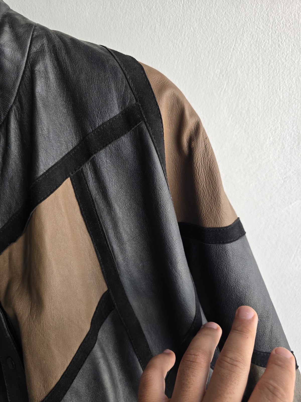 Rare Vintage Yves Saint Laurent Patchwork Leather Batwing Jacket 80s YSL Paris