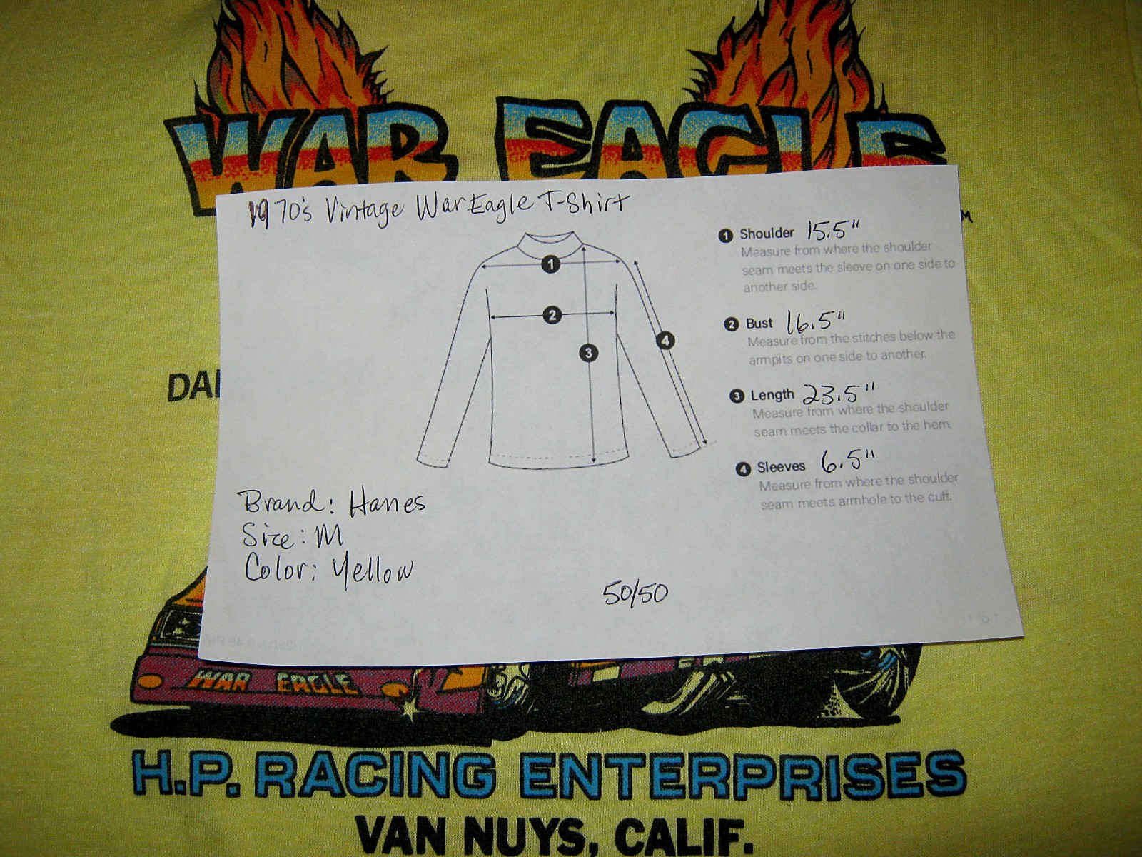 Vintage Hanes 1970&rsquo;s War Eagle Van Nuys Unisex T-Shirt Dale Pulde Mike Hamby Med