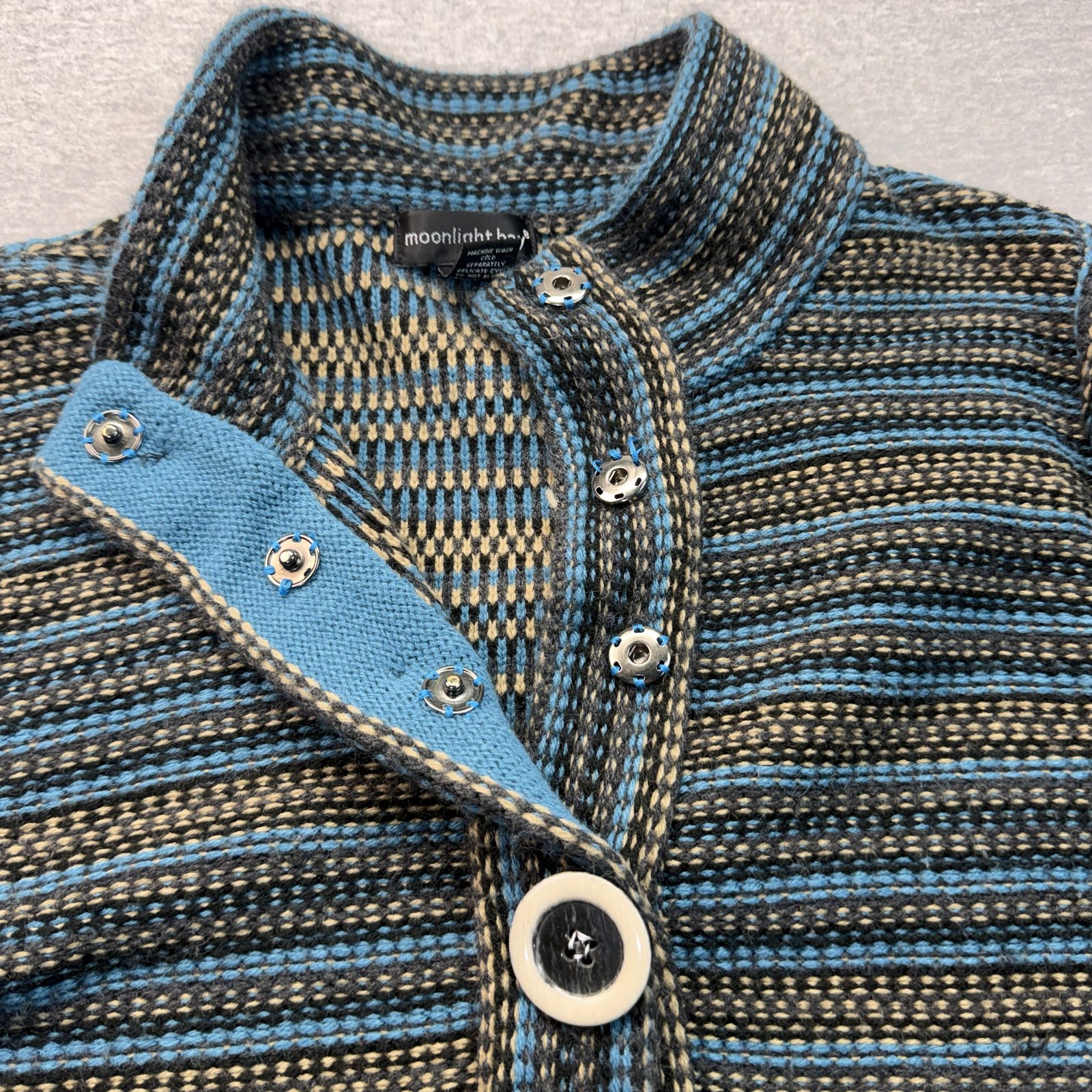 Moonlight Bay Blue Stripe Knit Cardigan Women&rsquo;s L