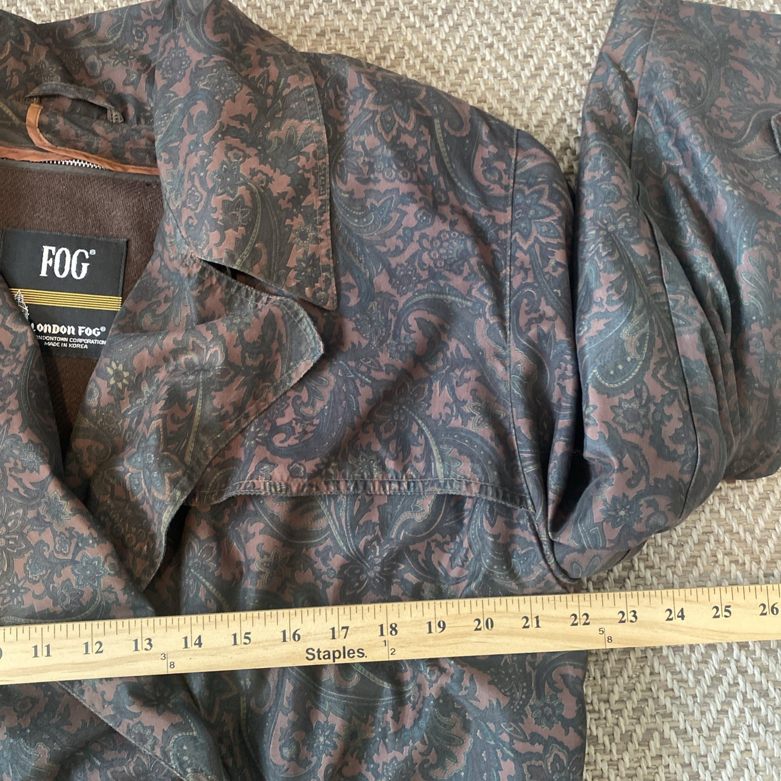 Vintage Vtg Women’s London Fog Trench Coat Duster Paisley Liner Sz 10 Goth