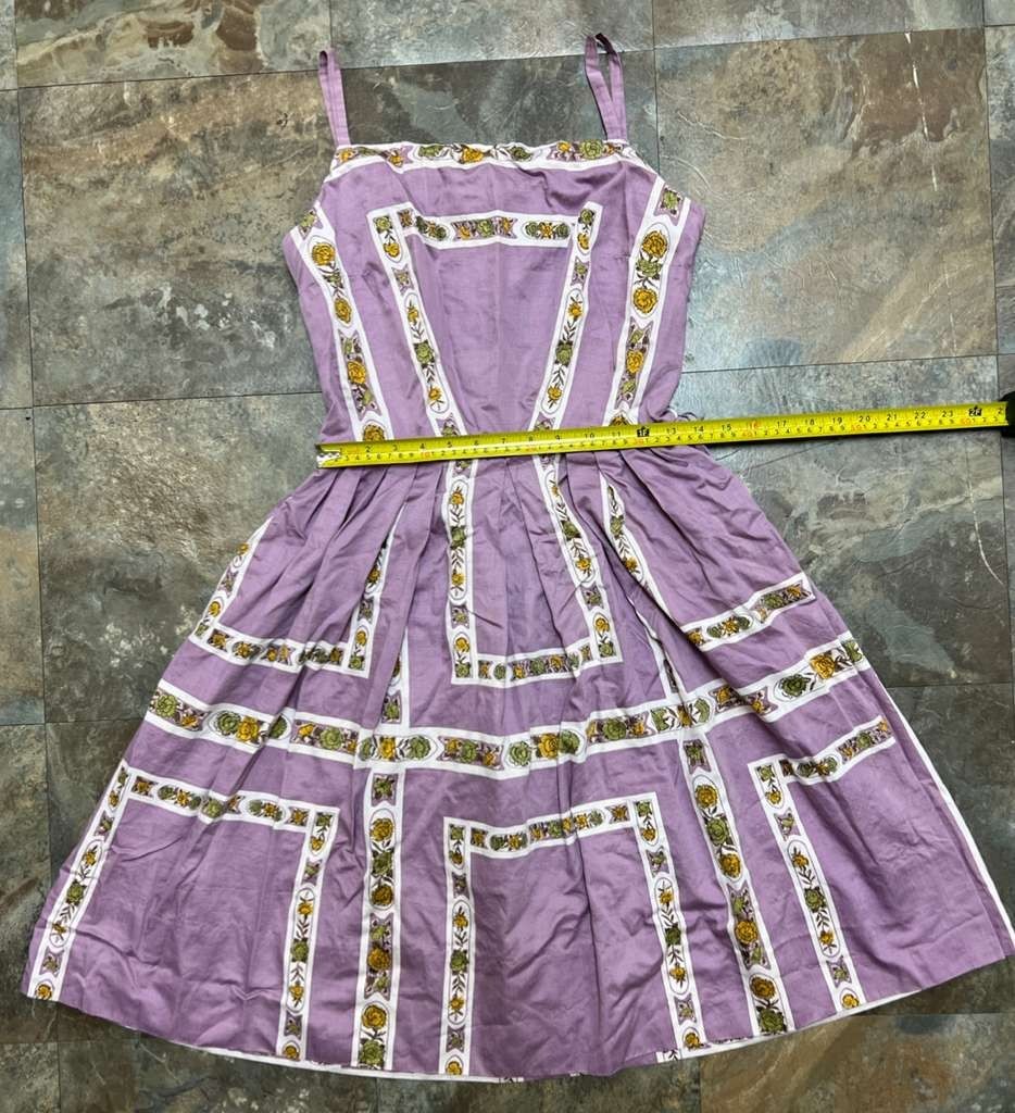 Vintage50’s L Aiglon Floral Print Sleeveless Dress, Lavender/Purple, Pleated