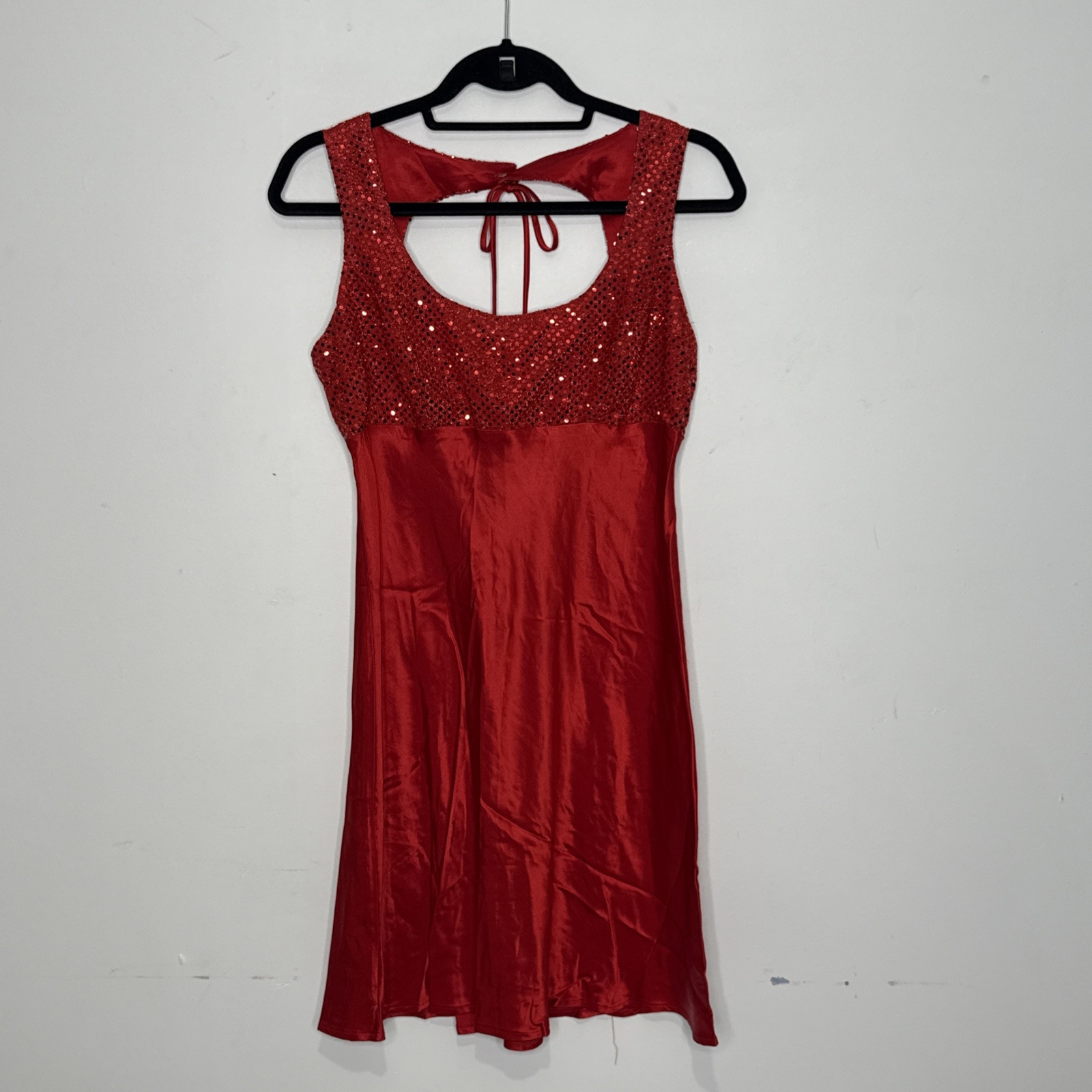 Vintage Steppin’ Out Red Sequin & Liquid Satin Bias Cut Cocktail Dress 11/12