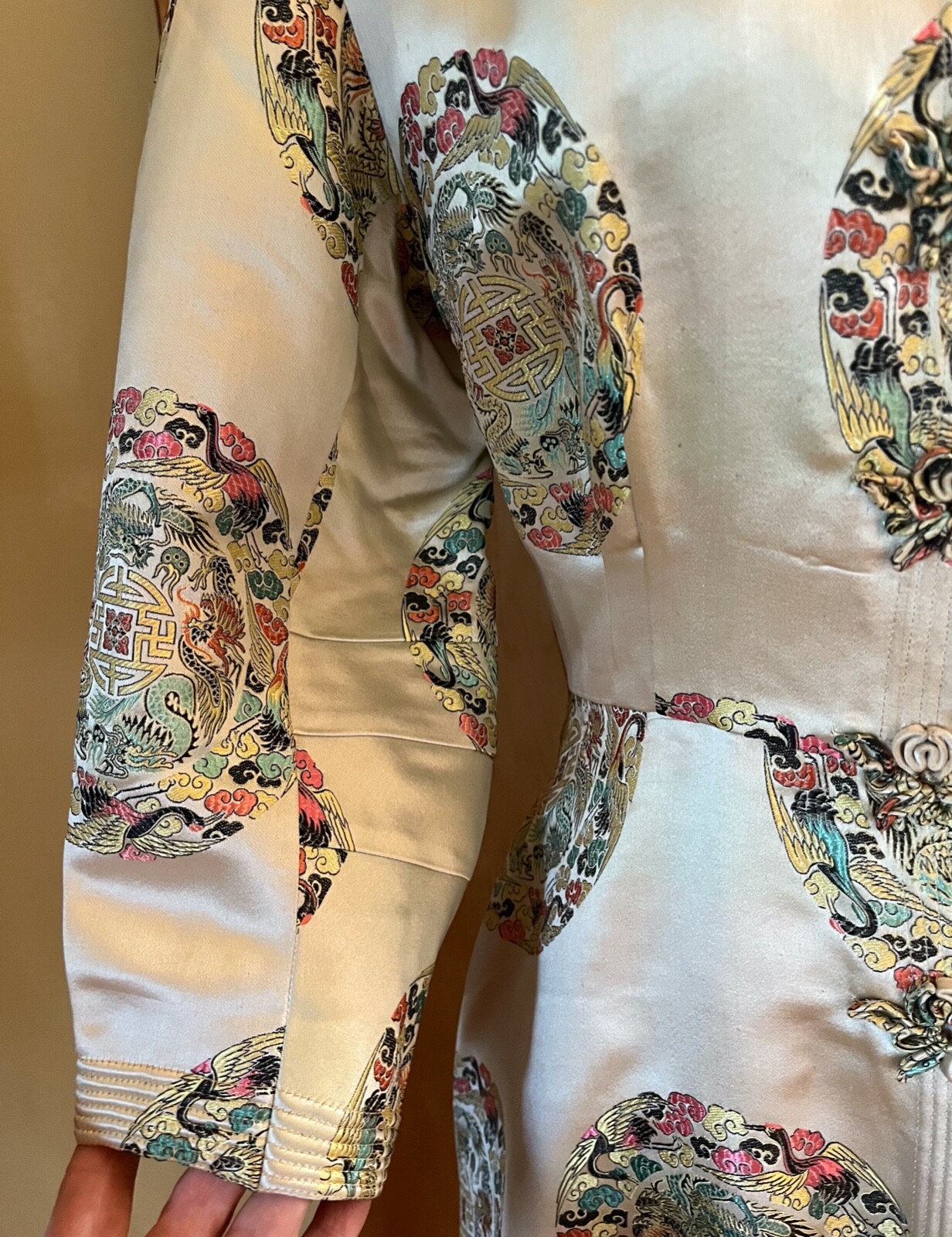 WOMEN&rsquo;S VINTAGE DYNASTY HONG KONG CHINESE SILK BROCADE DRESS COAT JACKET XS / S