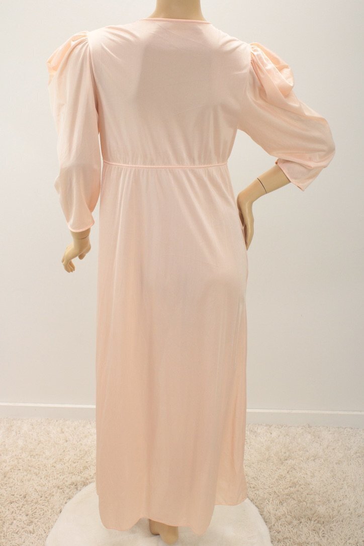 Vintage Movie Star Robe M L Peignoir House Coat Peach Nylon USA