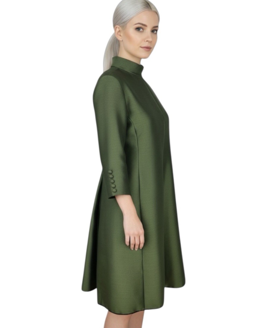Chester Weinberg green silk taffeta a-line knee-length mod dress 1960’s 6 / 8