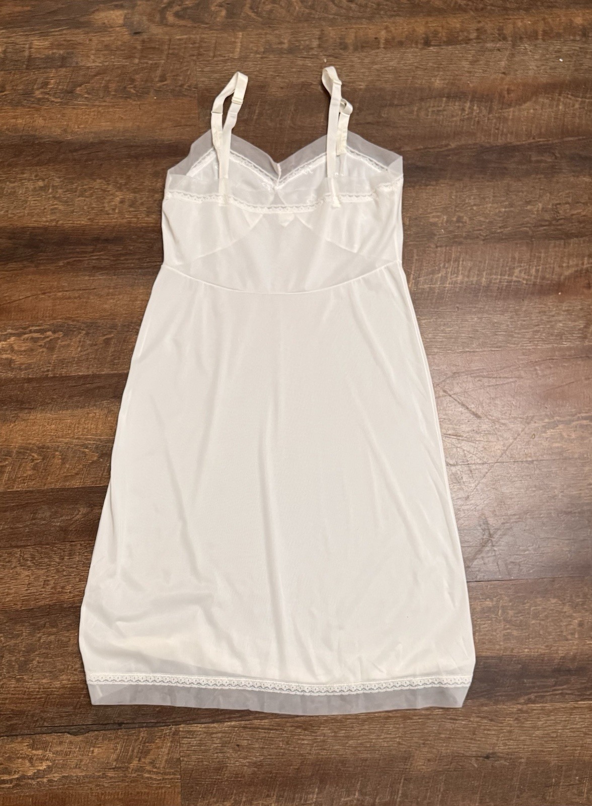 Vintage Philmaid White Nylon Full Slip Embroidered Lace Nightgown Size 36