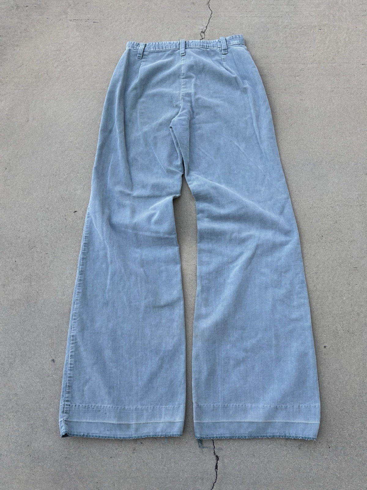 1970s Faded Green Corduroy Flare Pant 27 X 33