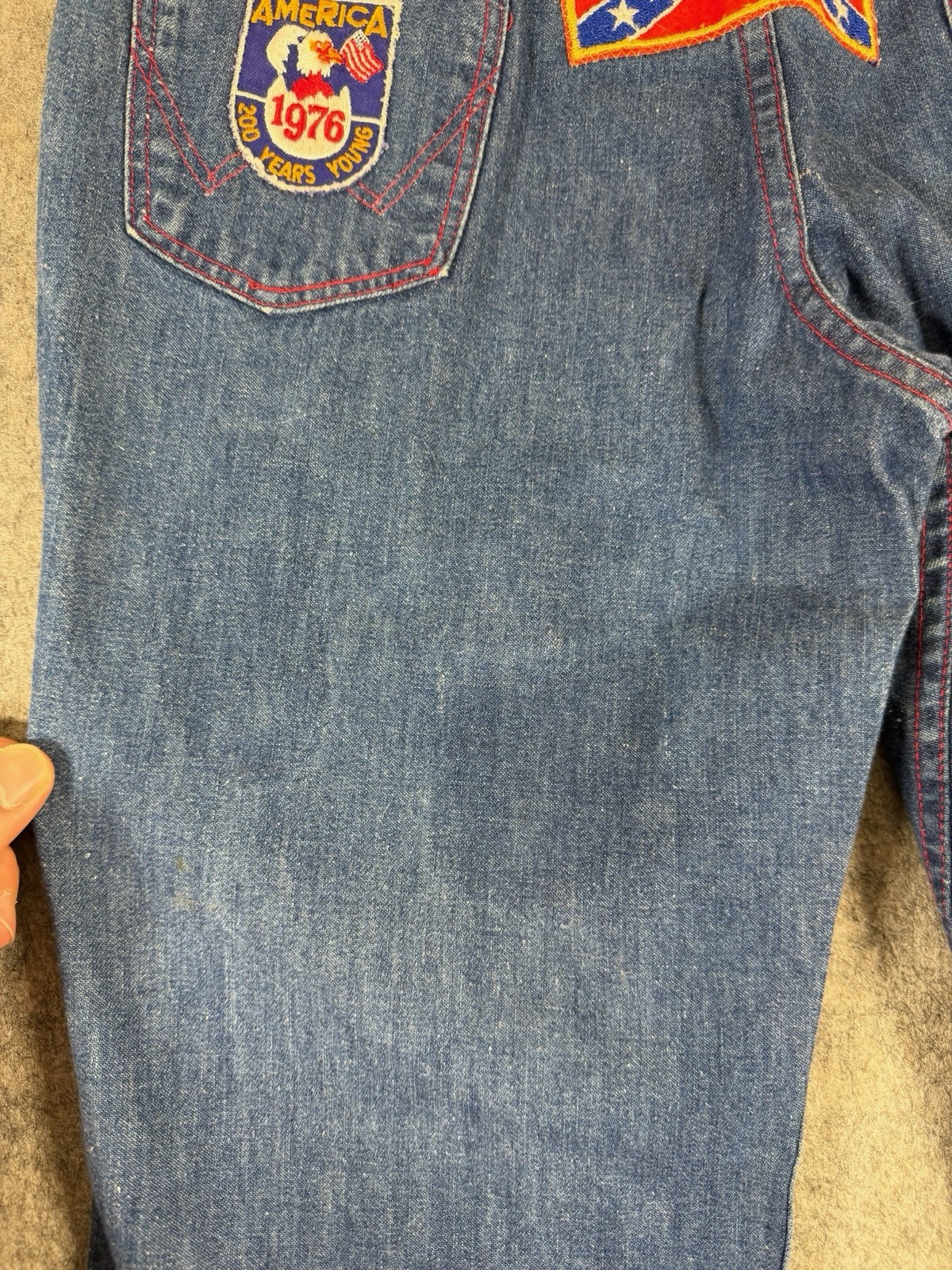 Vintage 70s Wrangler Buckle back Patchwork Jeans Rare USA Patches Size 27×30