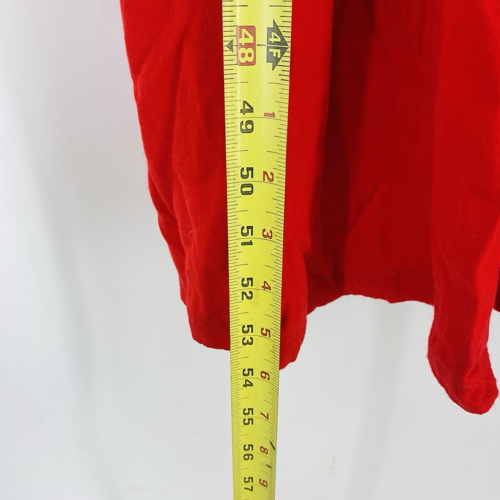Vintage Handmade V Neck Maxi Dress Red Modern Print Tiered Skirt Size L