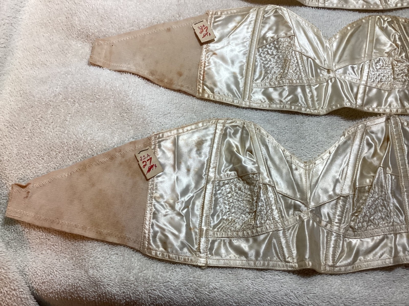 3 vintage 40s 50s Garcrest strapless bullet Brassiere Women Size 32 A . B-15.