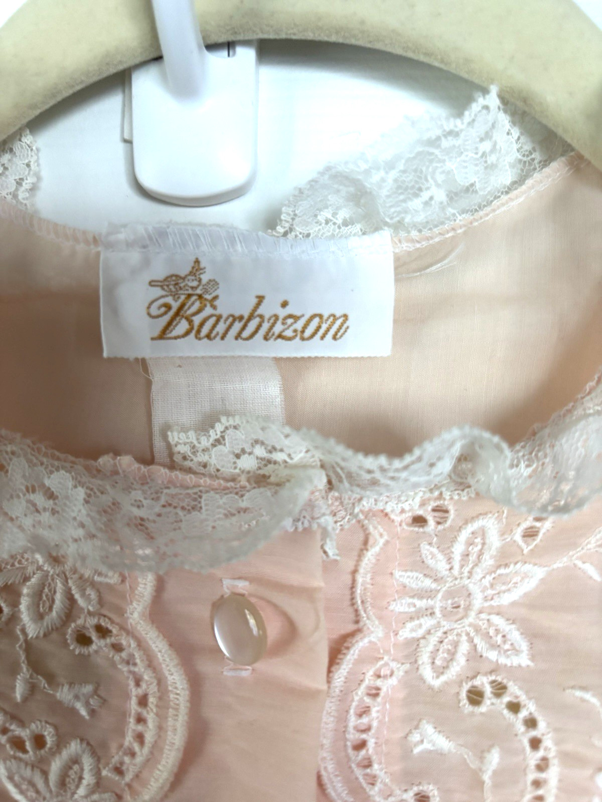 Vintage Barbizon Light Orange Peignoir Embroidery Lace Detail, Size MED – LG