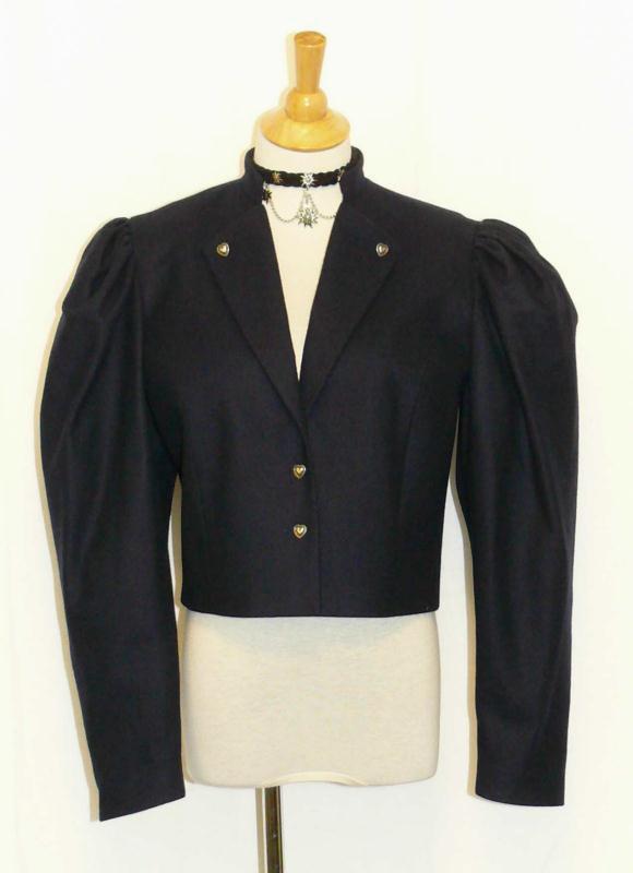 BLUE WOOL JACKET Women German SHORT Fitted LONG SLEEVES Winter Eu42 8 S B38&Prime;