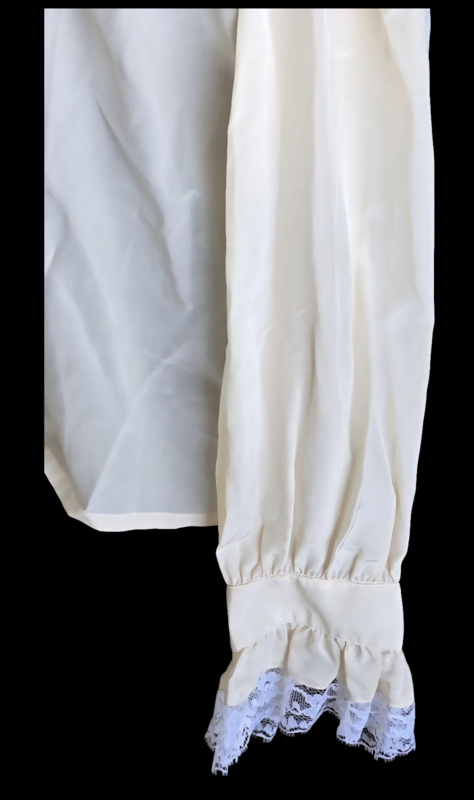 1980s LLOYD WILLIAMS Pale Yellow Silk Blouse Layered Ruffled Collar&Cuffs Sz 12