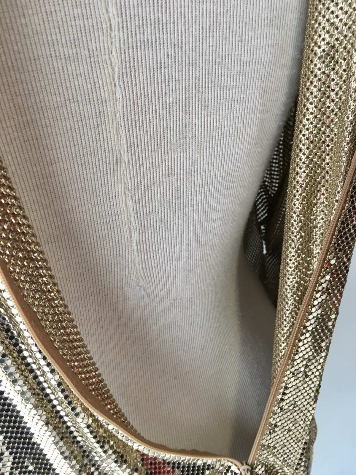 Whiting Davis Vintage Liquid Gold Mesh Chain Mail Draped Front Top 70s Disco S/M