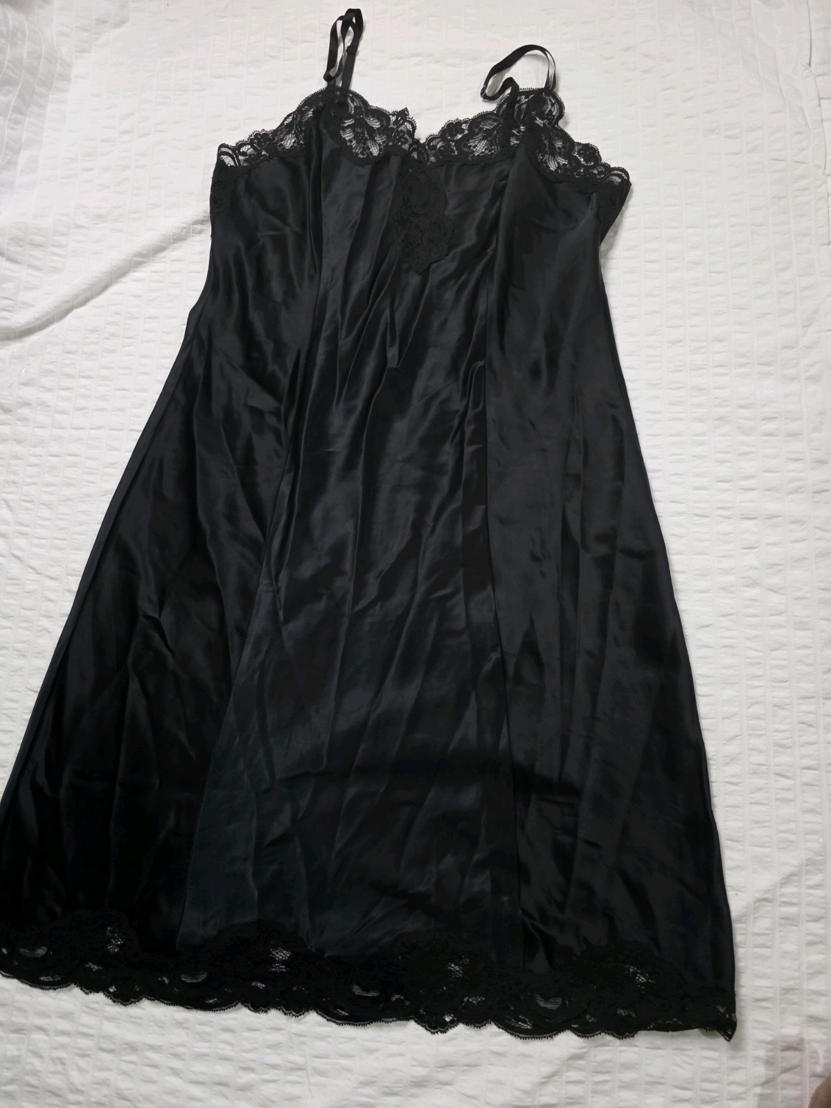 Wonder Maid Women&rsquo;s Full Body Slip Size 38, Non-Cling, Nylon ILGWU USA Black Lac